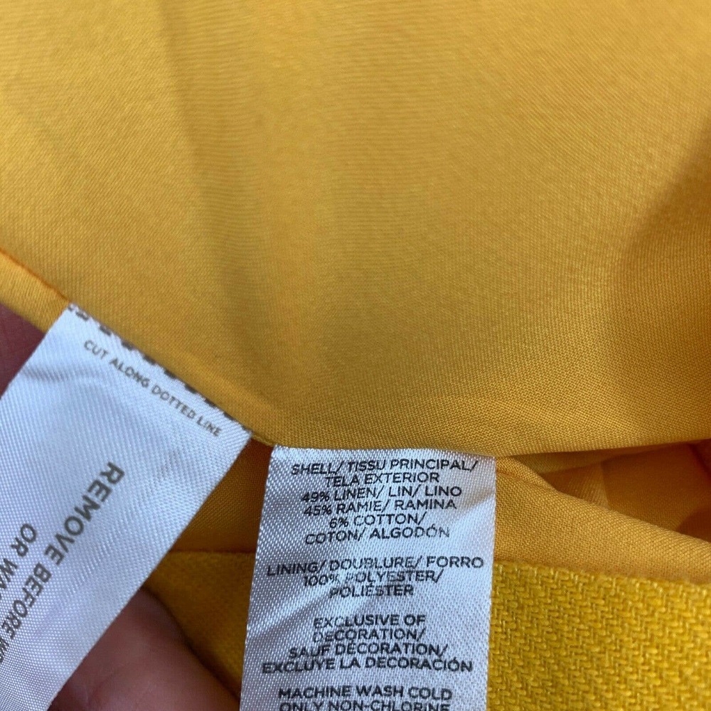 Ann Taylor Skirt Size 4 Faux Wrap Yellow Linen - Picture 7 of 11